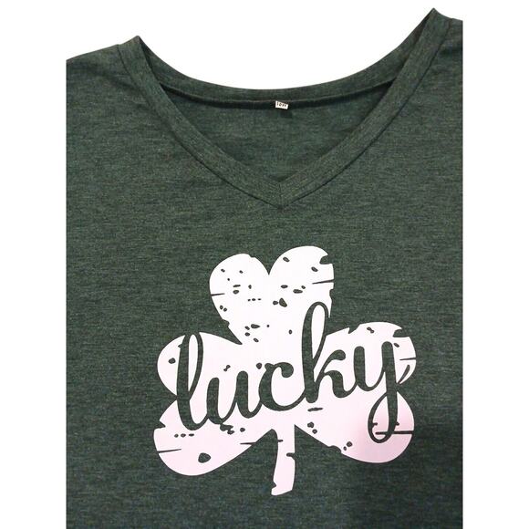 Lucky Clover T-SHIRT Curvy Plus Sz 18 Green ST Patrick's Irish Holiday Good Luck - Picture 2 of 12